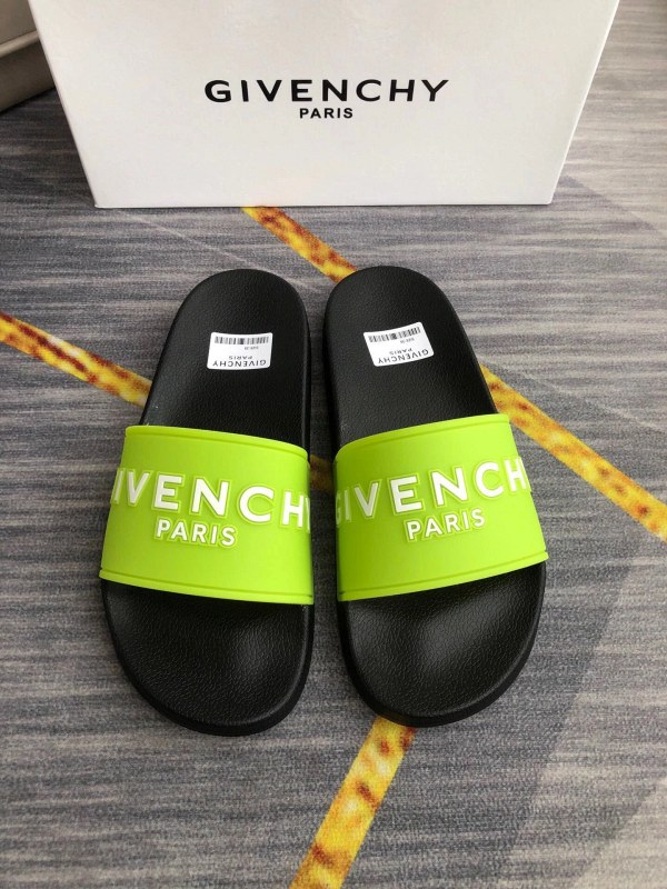Givenchy Black Slides with an Embossed Letter Design and a 35–45 Size Run