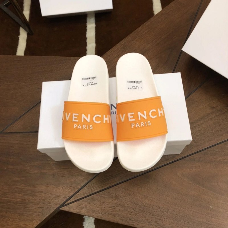 Givenchy Brown Slides with Embossed Lettering, Sizes 35–45
