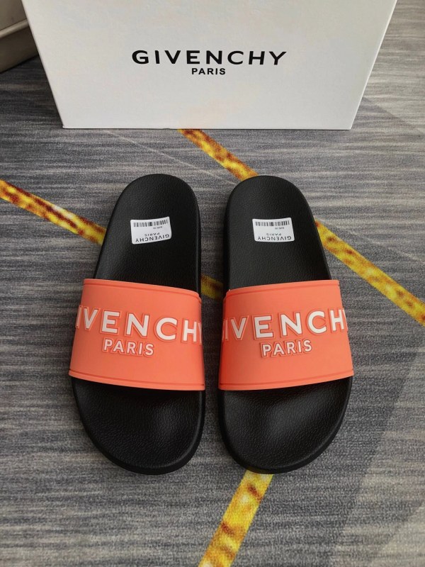 Givenchy Orange Slides with Raised Logo Lettering, Unisex Sizing 35–45