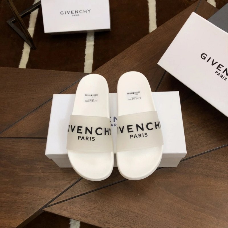 Givenchy White Slides: Unisex EU 35–45 Casual Pair with Embossed Lettering