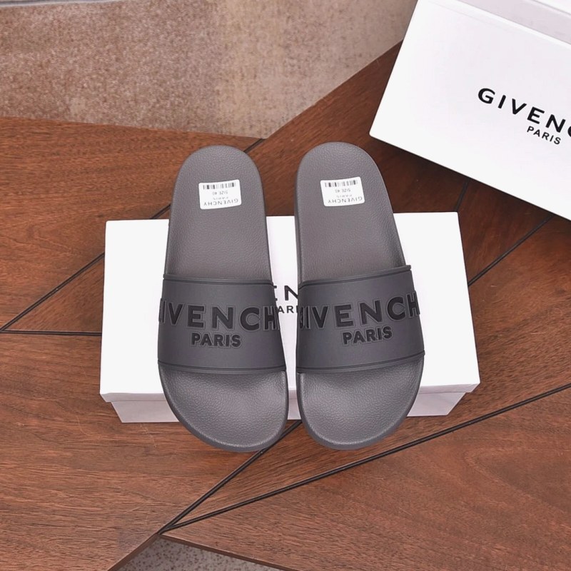 Givenchy Gray Slides: Embossed-Letter Upper, Listed Sizes 35–45