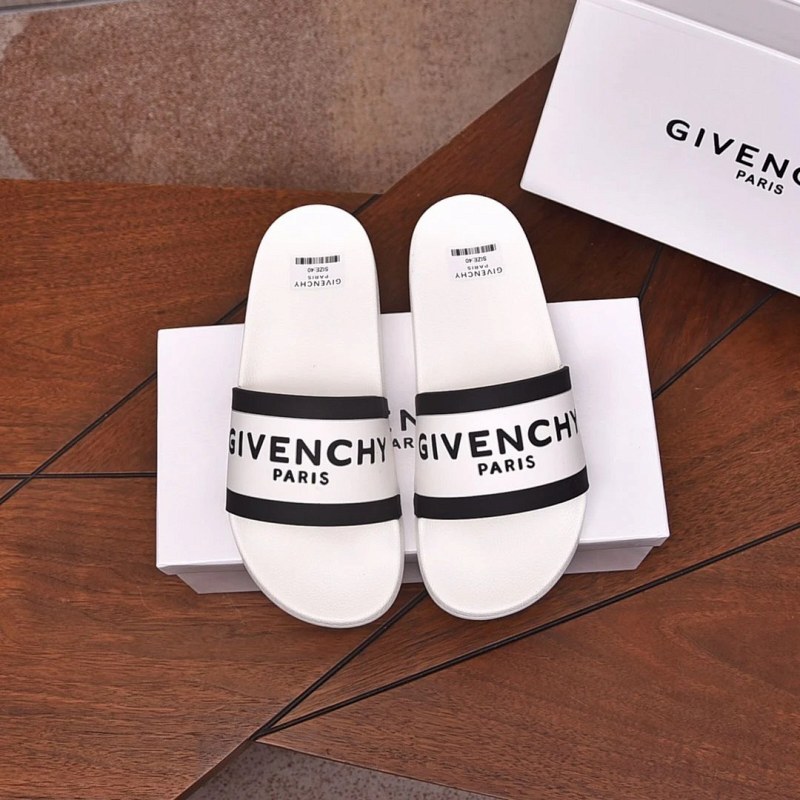 Givenchy White Slides with Molded Rubber Strap and Embossed Lettering, Sizes 35–45
