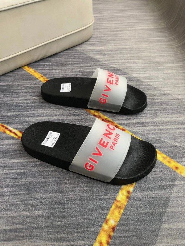 Givenchy Gray Slides with Embossed Lettering and a Wide Unisex Size Run