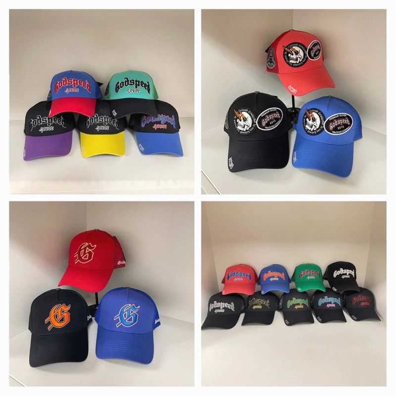 Godspeed Multicolor Baseball Cap: Cotton, Curved Brim, All-Over Embroidery