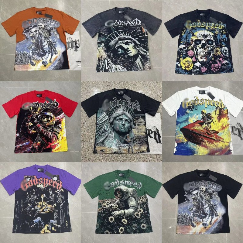 Godspeed Multicolor Graphic Tee Collection — Washed Cotton Crew Neck in 50+ Colorways