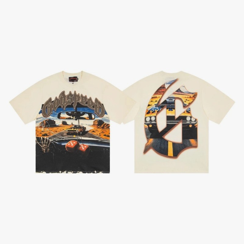 Godspeed Graphic T-Shirt With White-Ink DTG Print on Midweight Cotton, S–XL