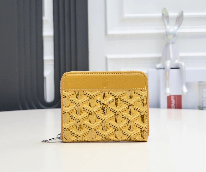 Goyard Yellow Short Zip Wallet with Gift Box, 11.5 × 9.5 × 2 cm