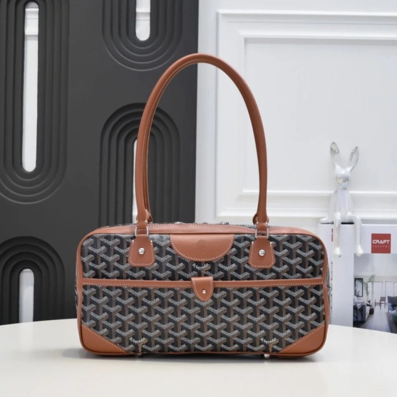 Goyard Brown Baguette Bag with Glossy Cowhide Handles, 34×17×9cm