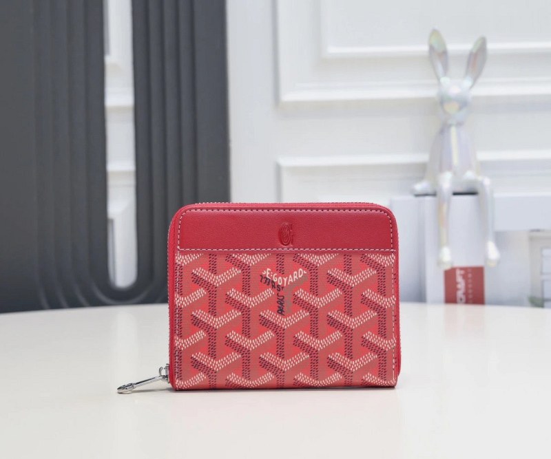 Goyard Short Zip Wallet in Watermelon Red with Coated Canvas Finish and Gift Box
