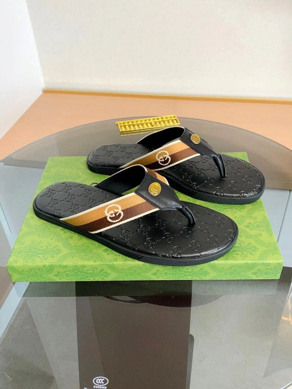 Gucci Black Slides With a Listing-Stated Lighter, Anti-Slip Outsole
