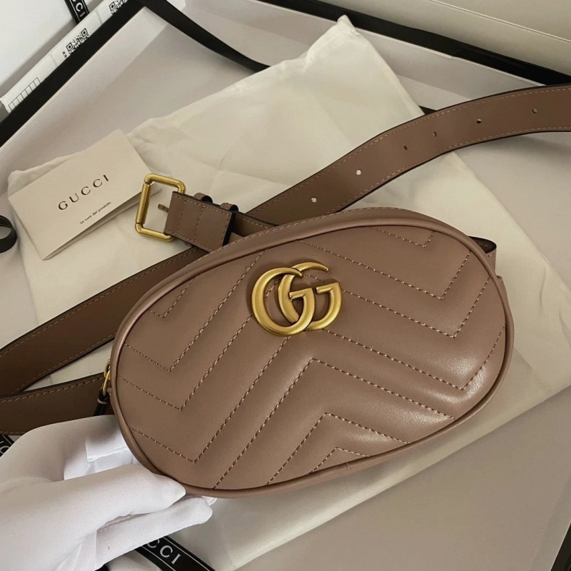 Gucci Oval Chevron-Quilted Belt Bag in Soft Calfskin