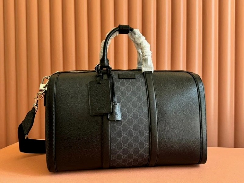 Gucci Shell-Shaped Monogram Shoulder Bag in Black and Brown, Soft Shell Construction