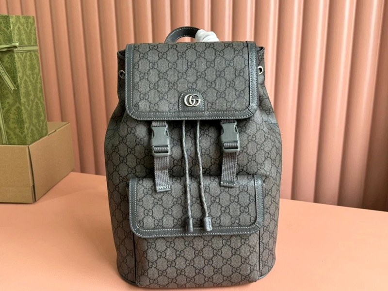 Gucci Gray Top-Grain Leather Bag With Expandable 13-Inch Laptop Capacity