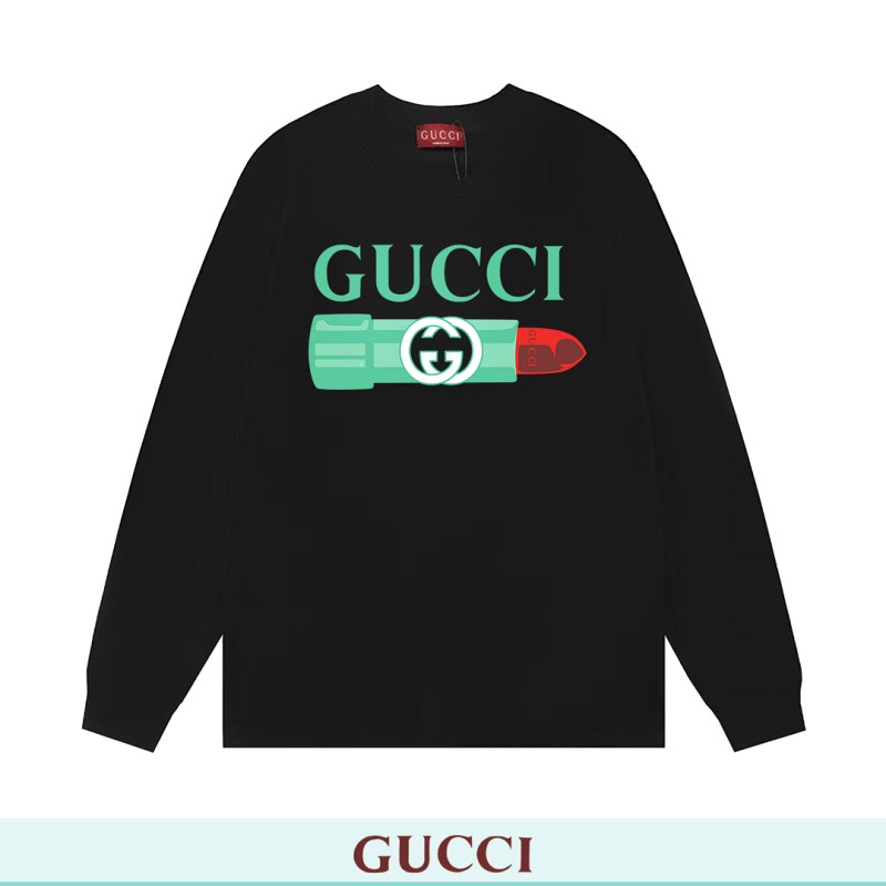 Gucci black printed long-sleeve knit in 250 gsm cotton