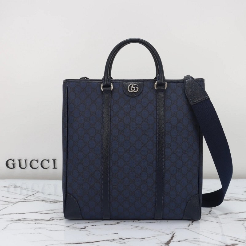A Blue Gucci Tote in Coated Canvas with Leather Trim, Catalogued for Daily Carry