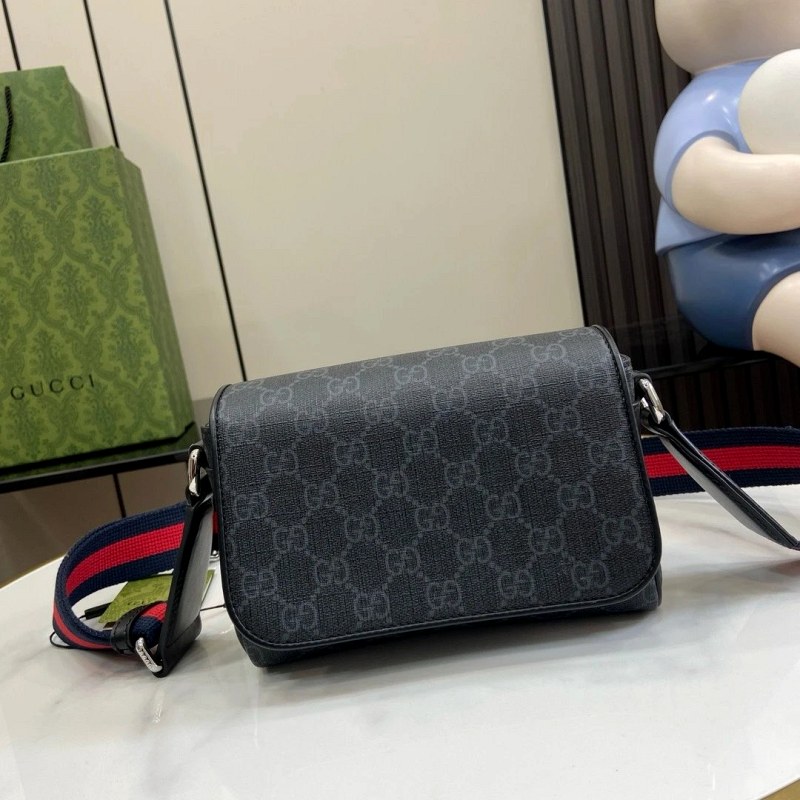 Black Gucci Messenger in Cowhide with a Stated 11-Inch Laptop Capacity