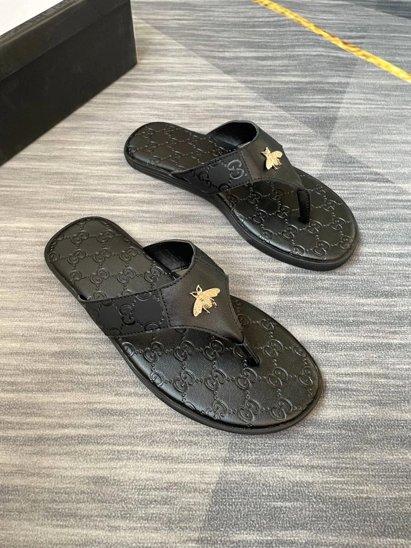 Gucci black casual sandals with a soft-touch upper and a stated 38–45 size range