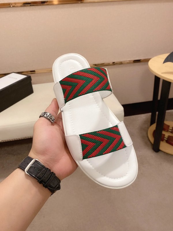 Gucci White Slides in a Casual Slip-On Build, Listed in Sizes 39–45