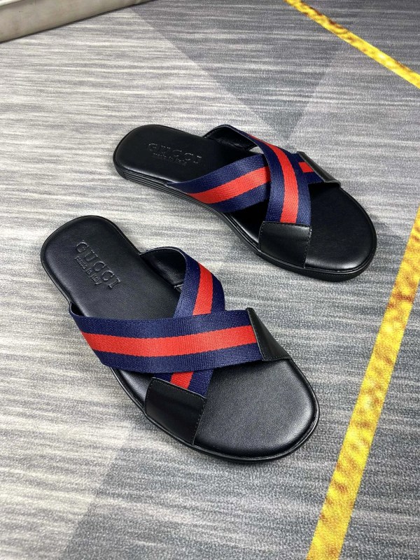 Gucci Web-Stripe Slide Sandal with a Two-Layer Foam-and-Rubber Sole