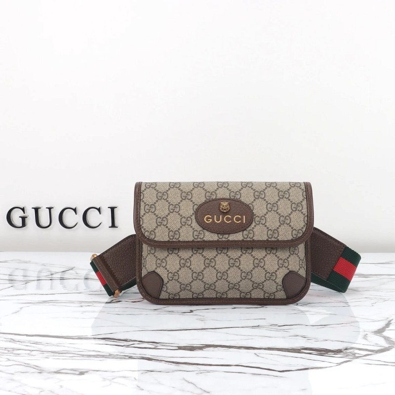 Gucci Neo Vintage GG Supreme Belt Bag Listed in a Compact 20 cm Size with Beige Monogram and Web Strap