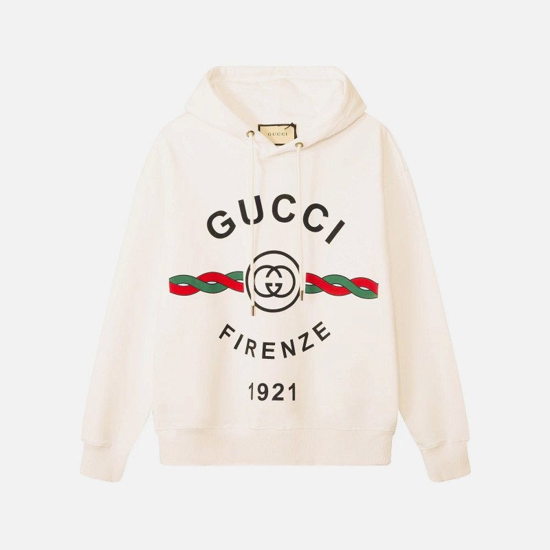 Gucci White Logo Hoodie in a Relaxed Oversize Cut