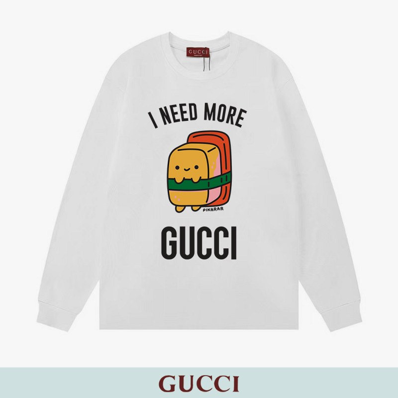 Gucci Printed Long-Sleeve Ribbed Cotton Top in White and Black, Listed Through 3XL
