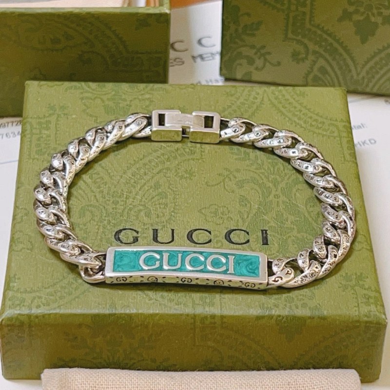 Gucci Yellow Logo-Chain Bracelet in Modern Everyday Style, Listed in Five Wrist Sizes