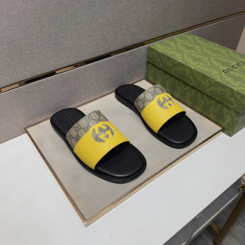 Gucci Yellow Slides in a Casual Multi-Material Build