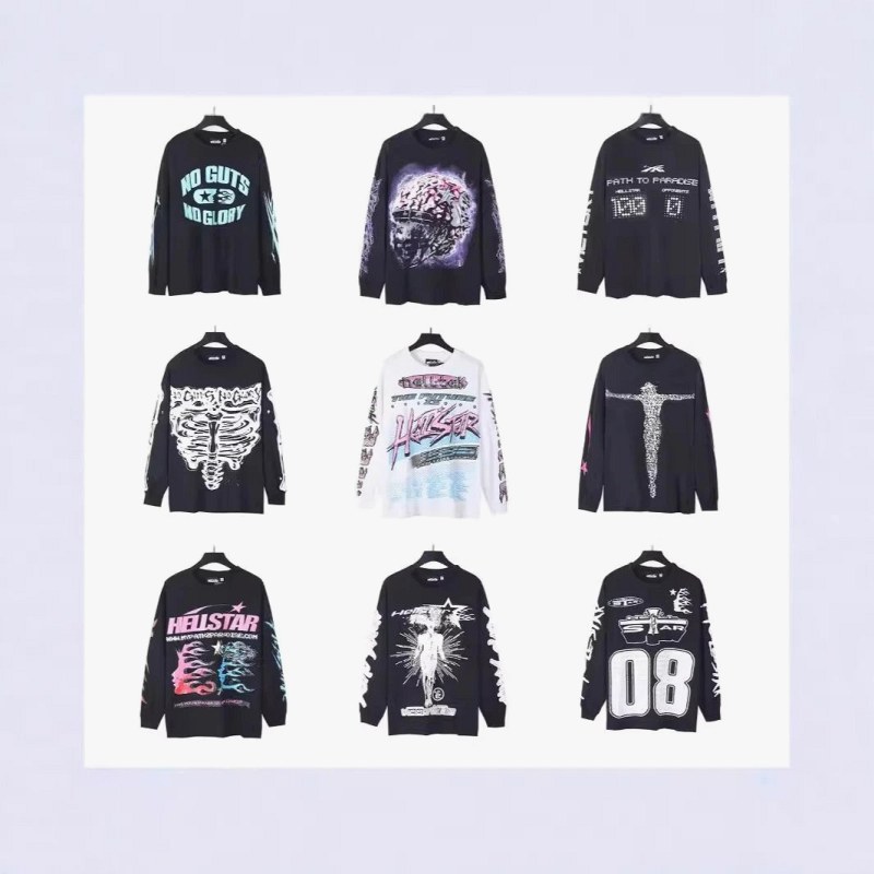 Hellstar Crewneck Sweater Collection: 100% Cotton Pullovers in 17 Graphic Colorways