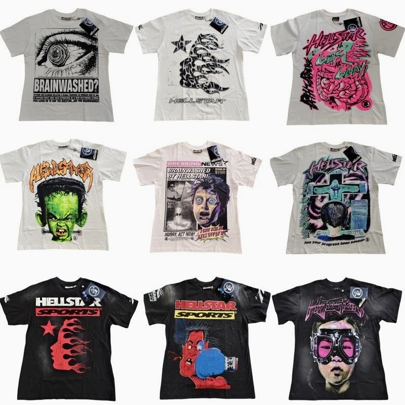 Hellstar washed graphic tee in 100% cotton with an oversized, boxy cut