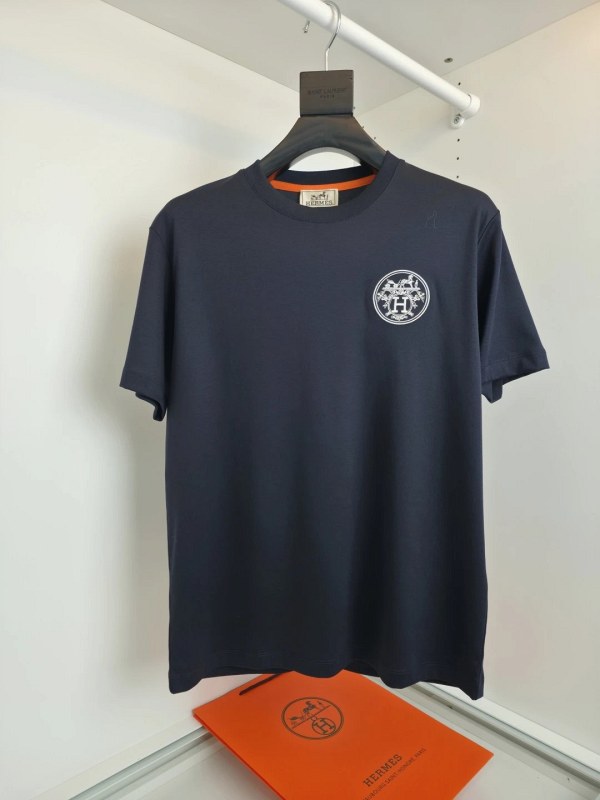 Hermes Embroidered Crew-Neck T-Shirt with 80s Mercerized Cotton Spec, Sizes M–3XL
