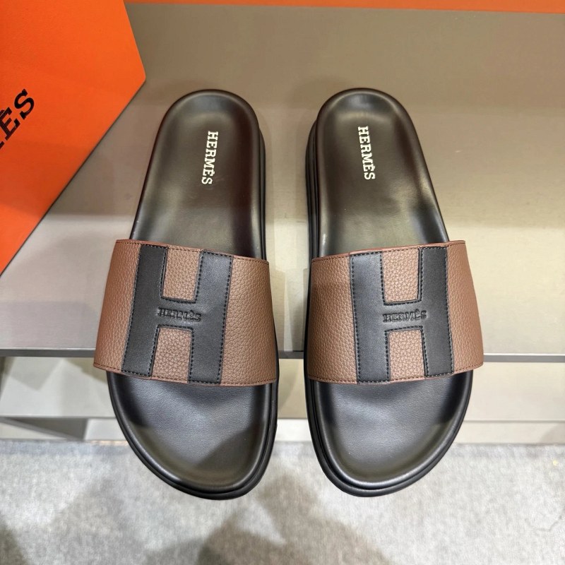 Hermes Oran-Style Black Leather Slide, Listed in Whole Sizes 35–45