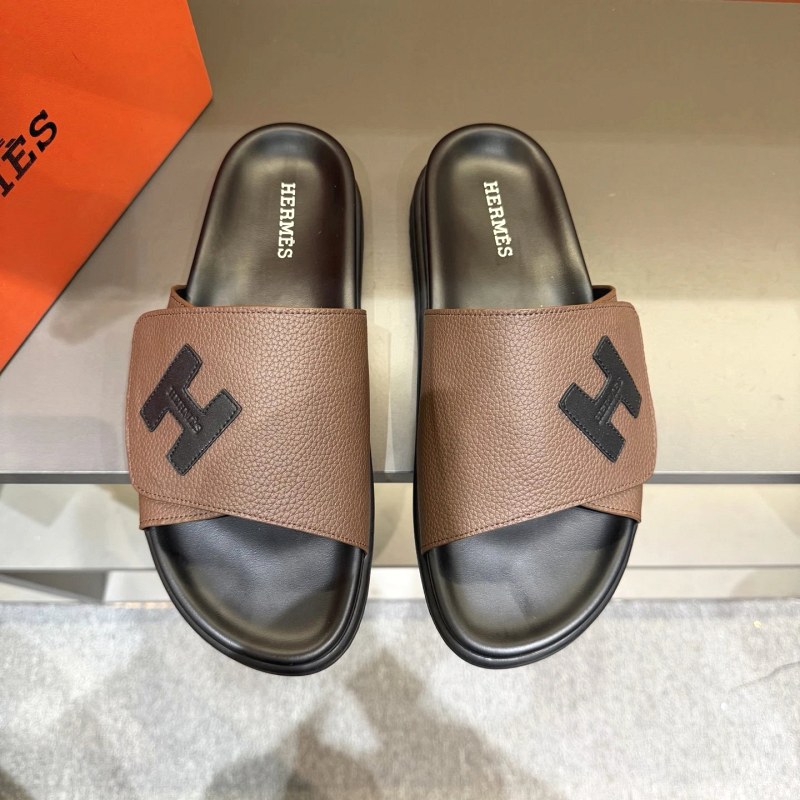 Hermes Black Oran-Style Leather Slide With a Broad Listed Size Run