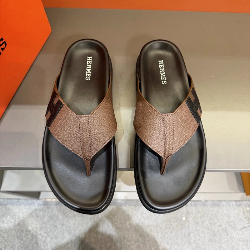 Hermes Black Oran-Style Leather Slide, Listed in Sizes 35–45