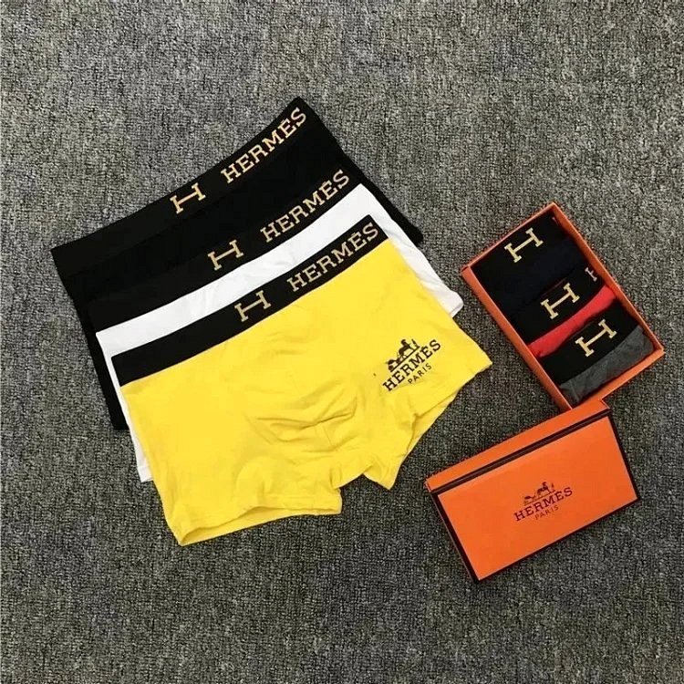 Hermes multicolor cotton underwear in nine solid colorways, sizes L to 6XL