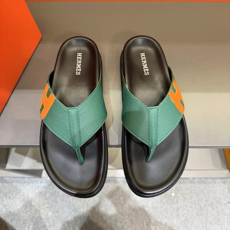Hermes Oran-Style Black Leather Slides, Listed Across a Broad Size Run