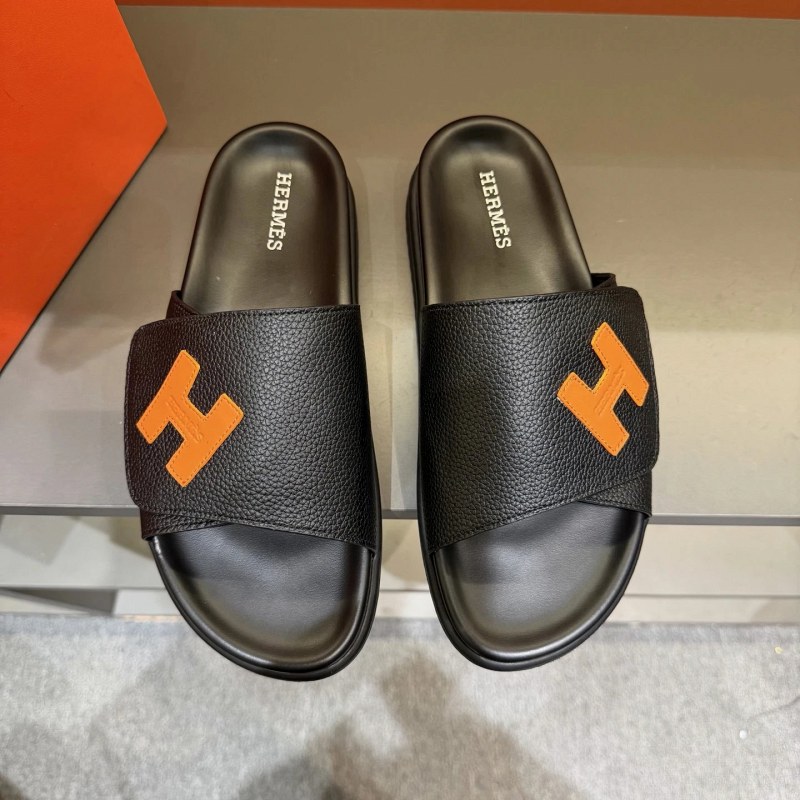 Hermes Oran-Style H Slide in Black Leather, Listed Across Sizes 35–45
