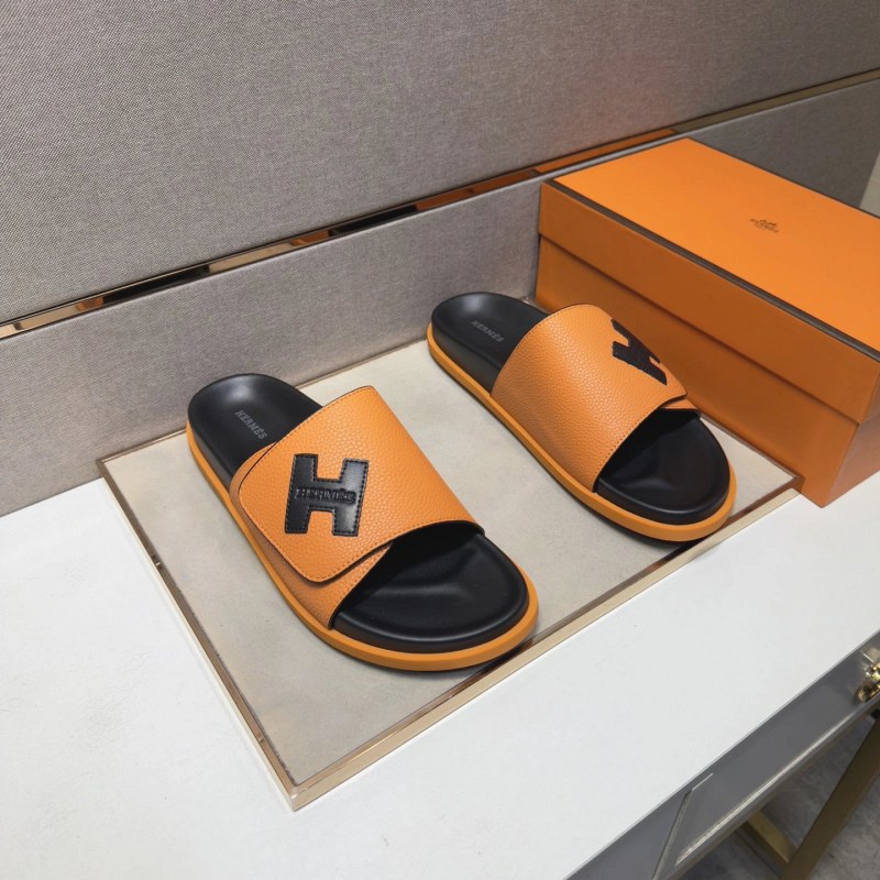 Hermes Black Slides in a Multi-Material Casual Upper With Leather Lining