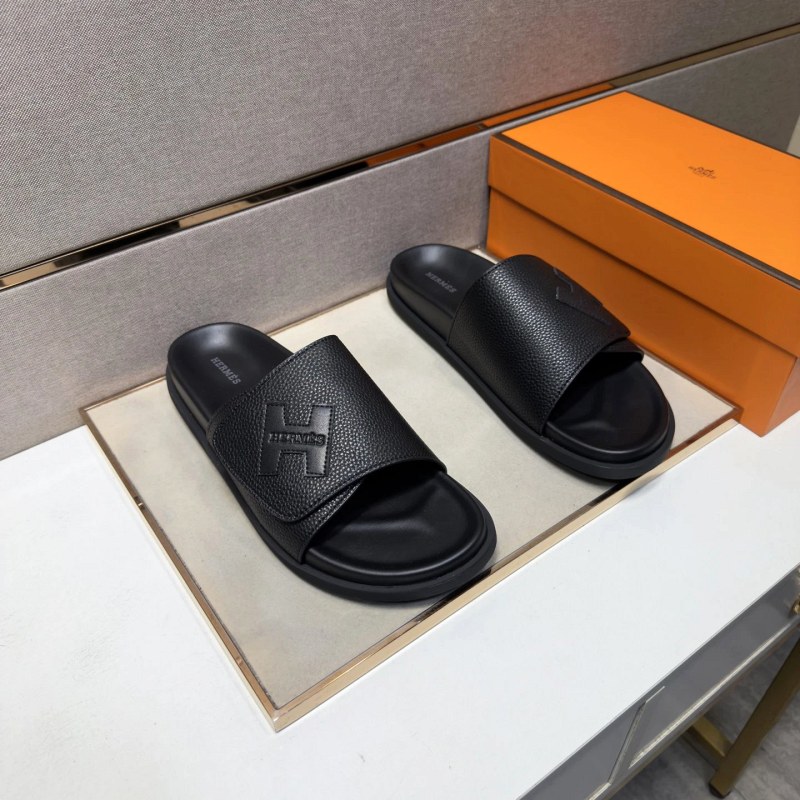 Hermes Black Casual Slides With a Multi-Material Upper, Leather Lining, and Sizes 39–45