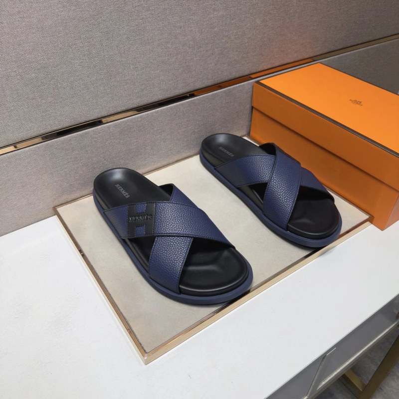 Hermes Black Casual Slides With a Multi-Material Upper and Leather Lining