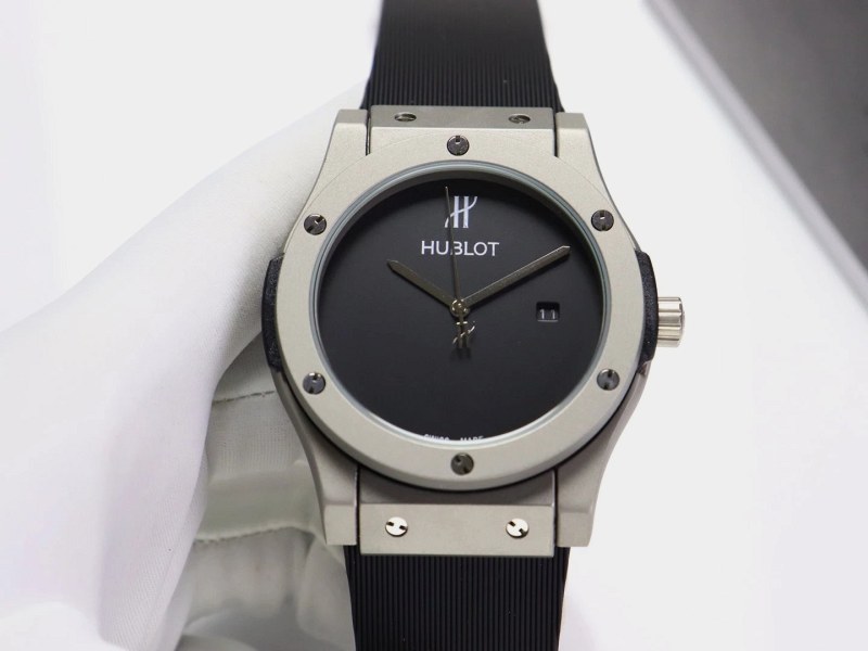 Hublot Classic Fusion-Style 42mm Watch in Steel and Black, With Rubber or Leather Strap Options