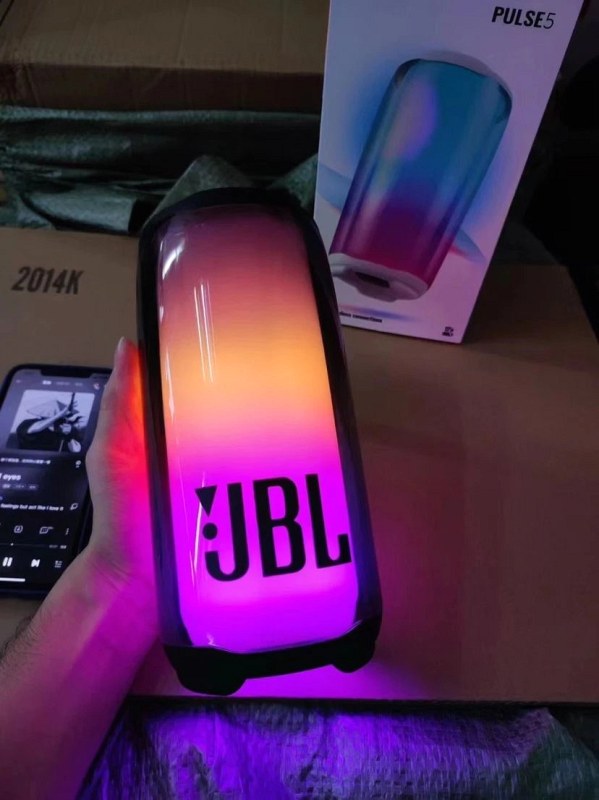 JBL Pulse 5 Portable Speaker: A 360-Degree LED Light Show on a Frosted Dark-Grey Body