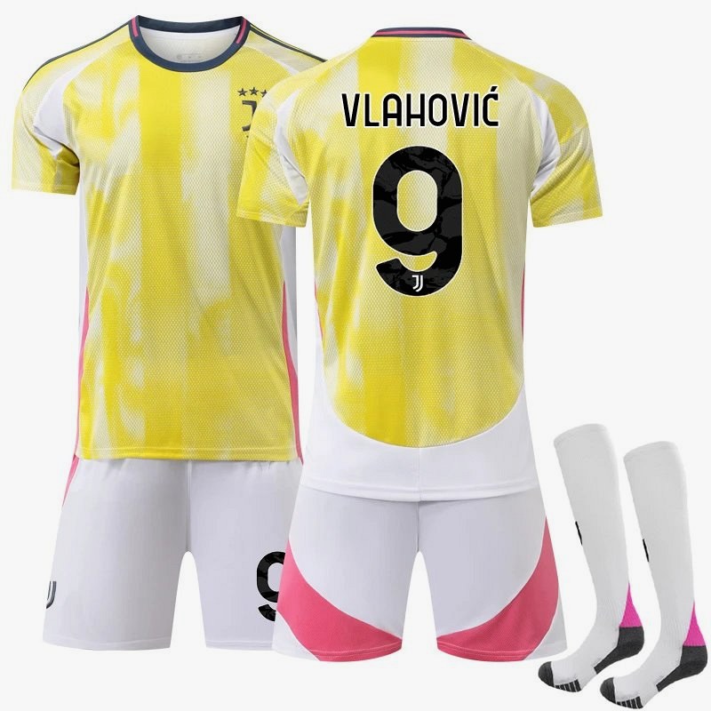 Juventus Retro-Style Yellow Football Jersey With Numbered and Sock Bundle Options