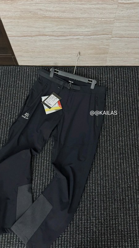 Kailas Black Utility-Style Outdoor Pants — Langta-Line Stretch Waistband and Reinforced Cuffs