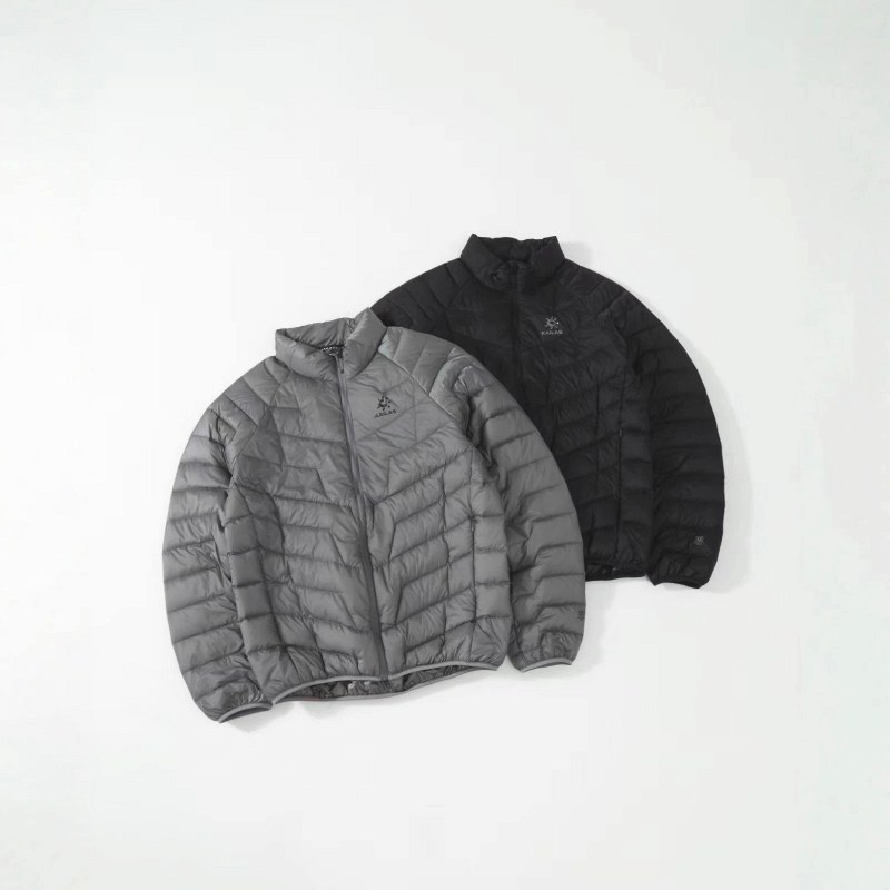 Kailas Reversible Down Puffer Jacket in Black or Grey, 600 Fill Power, Stand Collar