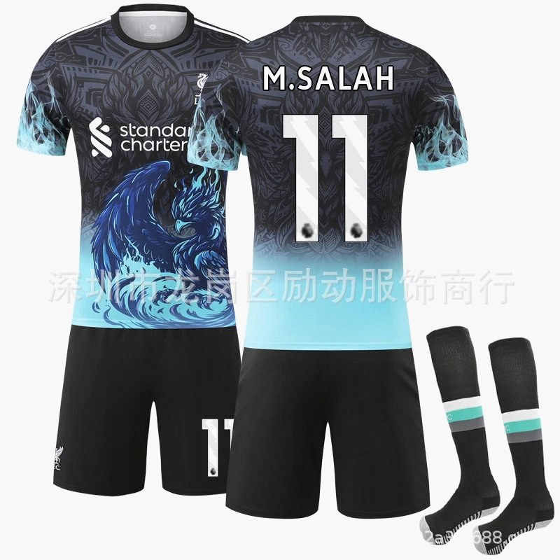 Liverpool Black Retro-Style Football Jersey With Sock Bundles, Sizes #16–3XL