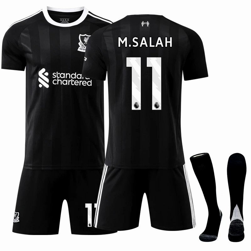 Liverpool Black Retro-Style Football Jersey With Matching Socks, Youth to Adult Sizes