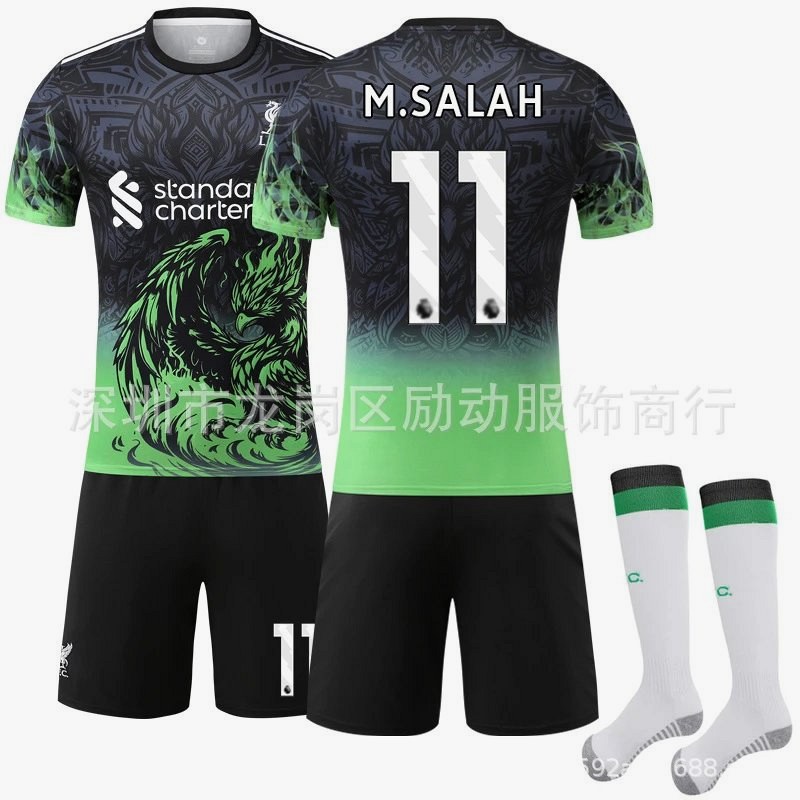 Liverpool Black Retro-Style Football Jersey With Sock and Padding Bundle Options