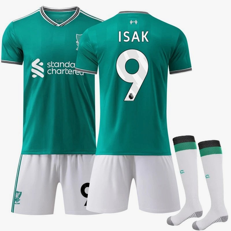 Liverpool Green Retro-Style Football Jersey With Embroidered Crest and Sock Bundles