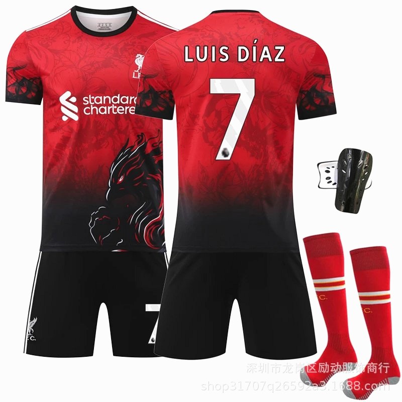 Liverpool Retro-Style Red Football Jersey With Numbered Sock Bundles